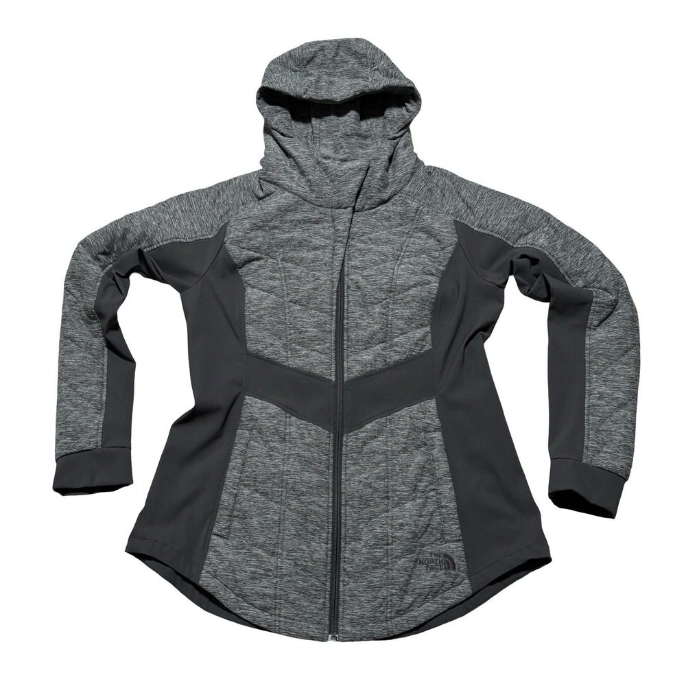 The North Face Pseudio Jacket Women's Large Gray Hooded Insulated Quilted 20x28